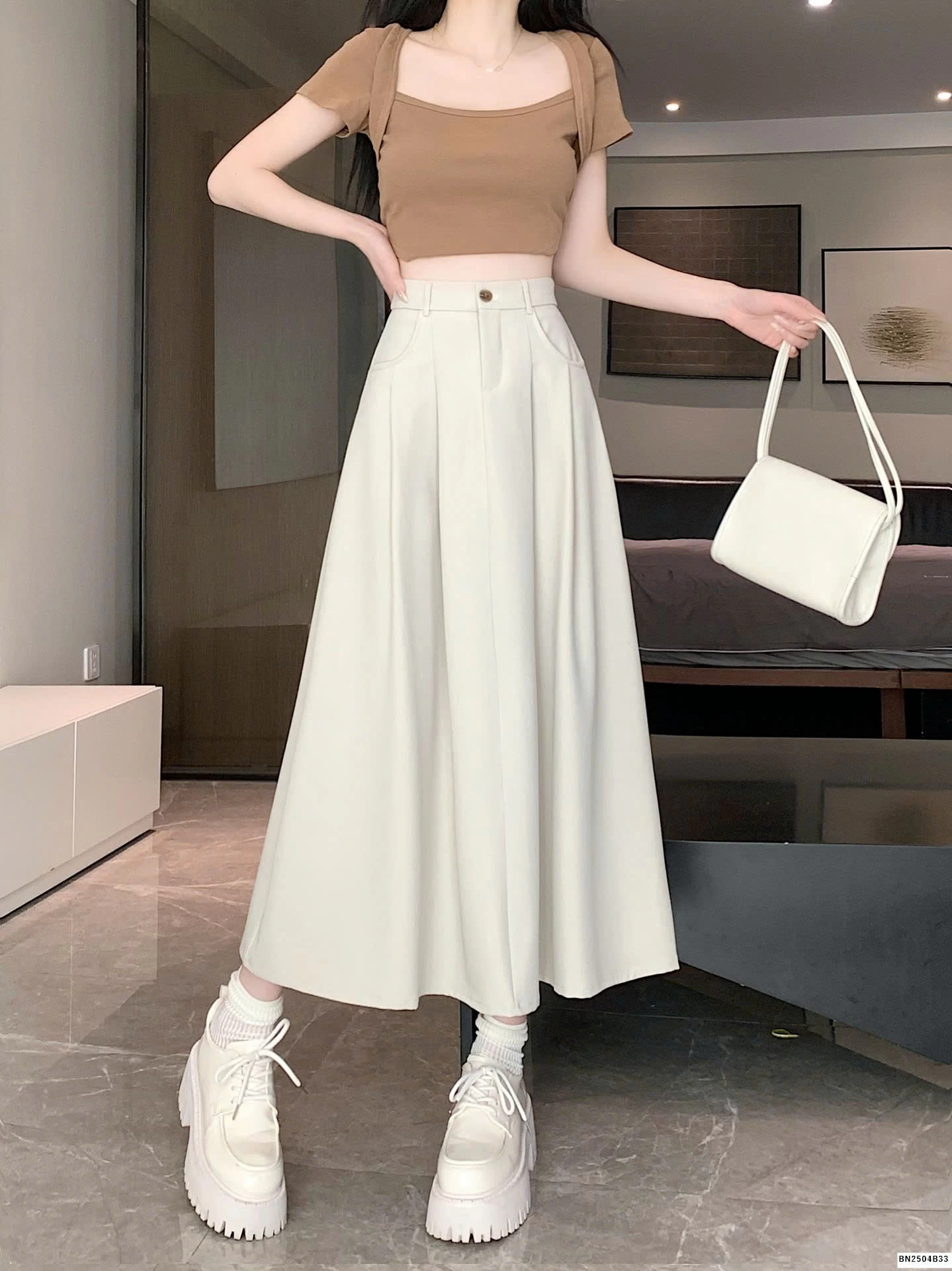 CHÂN VÁY MIDI  CHO NỮ