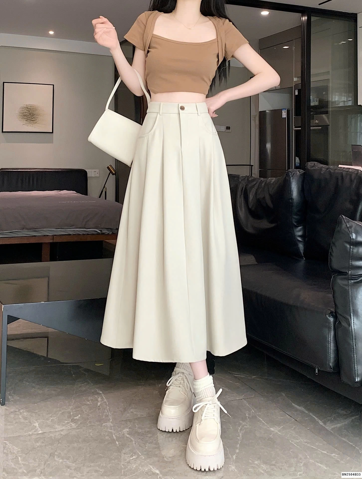 CHÂN VÁY MIDI  CHO NỮ