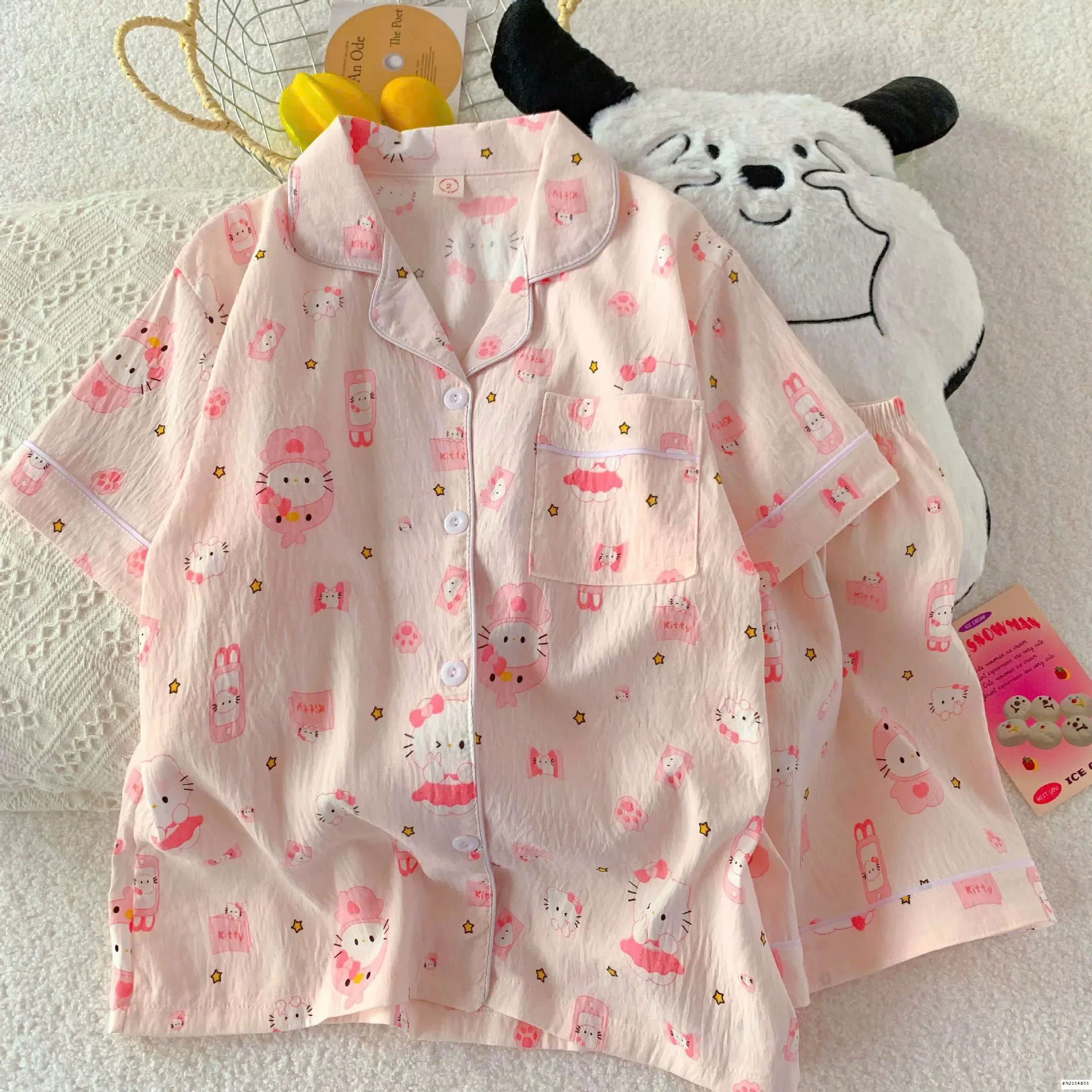 BỘ PIJAMA CỘC VẢI KATE NHĂN NHẸ SIÊU MÊ