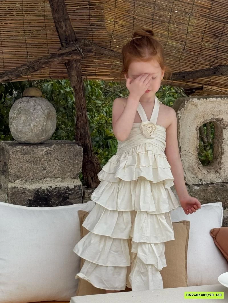 ĐẦM CÔNG CHÚA TRẮNG CỔ YẾM XẾP TẦNG