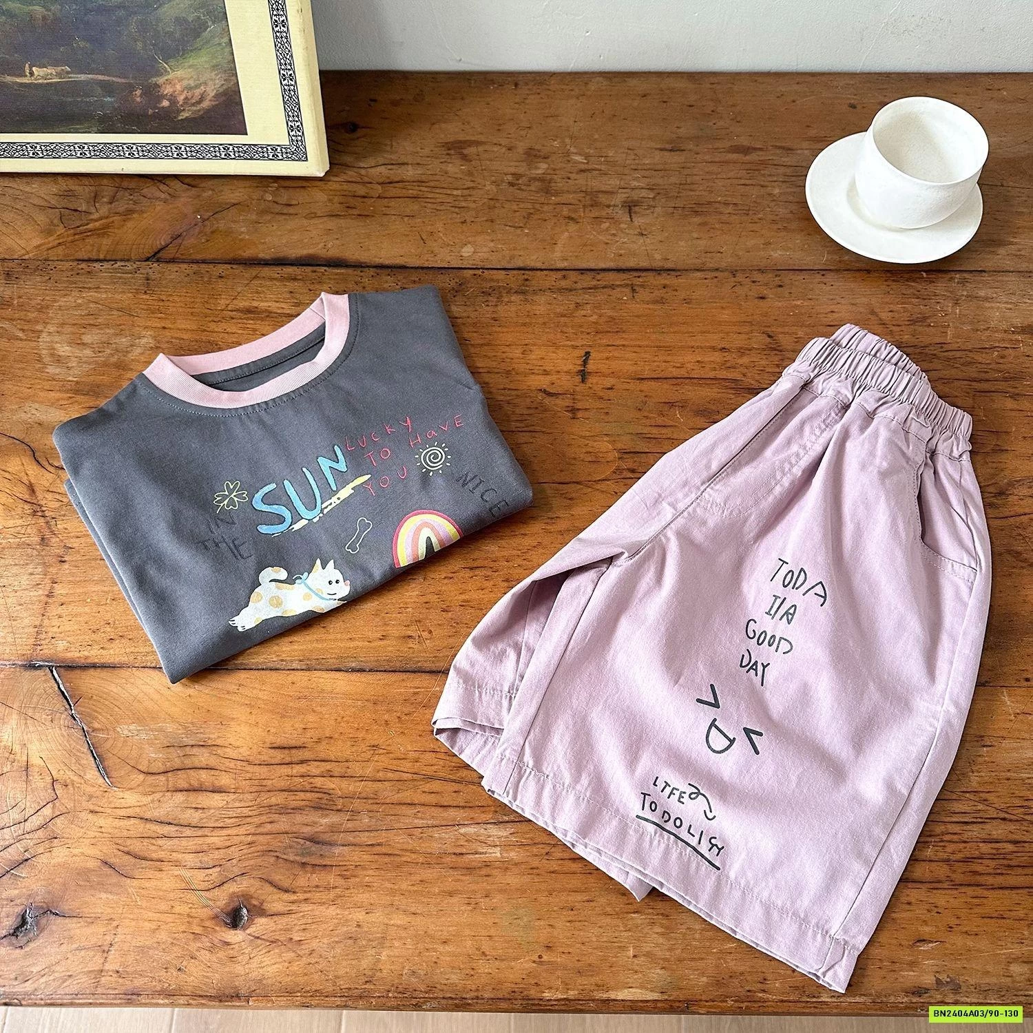 SÉT ÁO XÁM MIX SHORT HỒNG