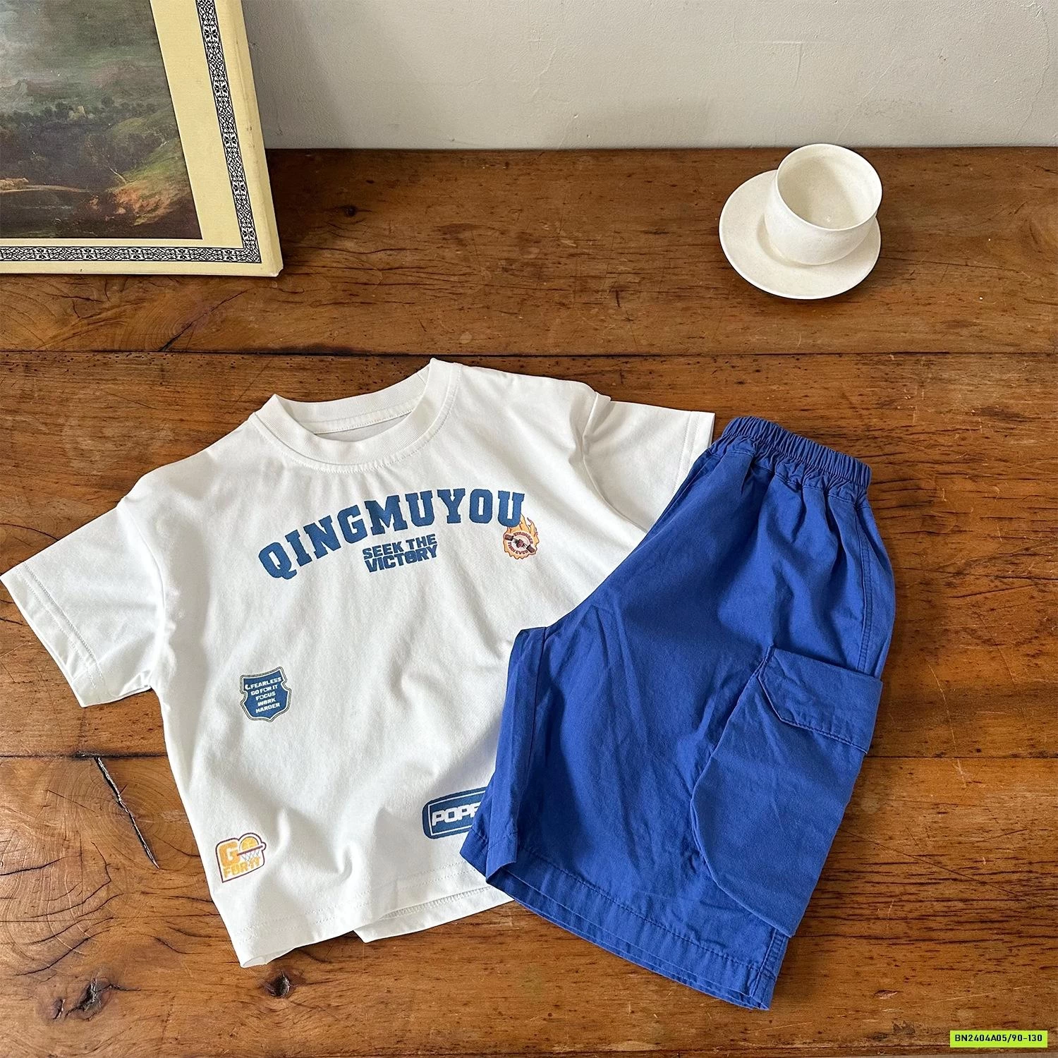 ÁO THUN MIX SHORT XANH COBAN