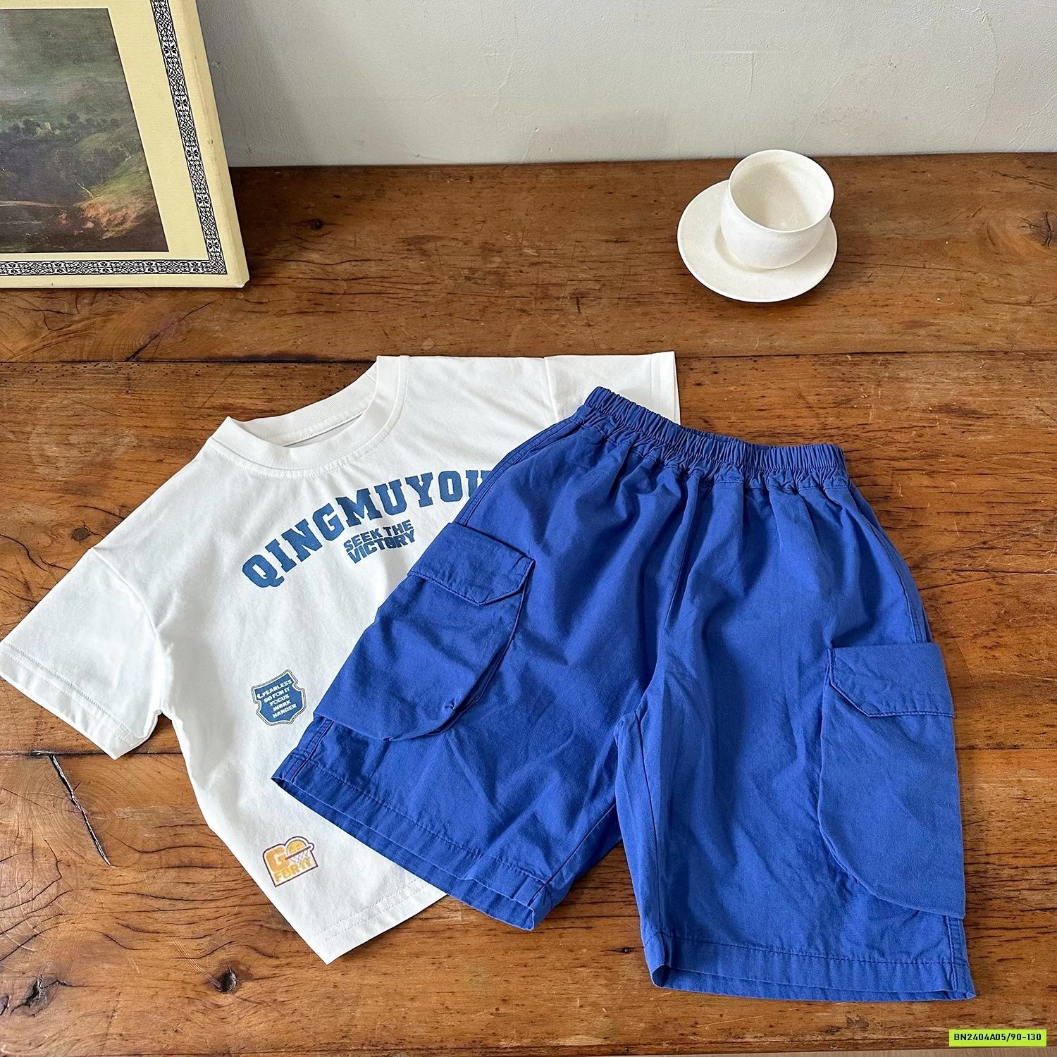 ÁO THUN MIX SHORT XANH COBAN