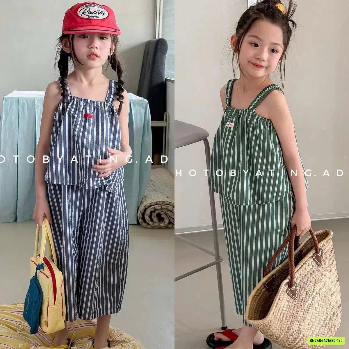 SÉT 2 DÂY SỌC QUẦN ỐNG RỘNG ADBABY