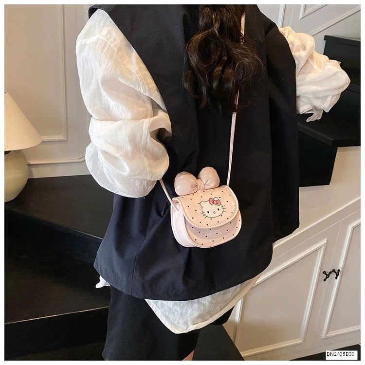 TÚI MINI KITTY NƠ CHẤM BI