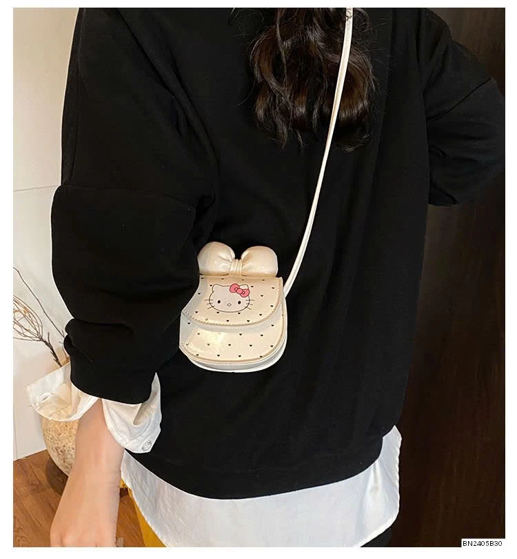 TÚI MINI KITTY NƠ CHẤM BI