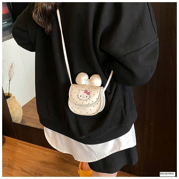 TÚI MINI KITTY NƠ CHẤM BI