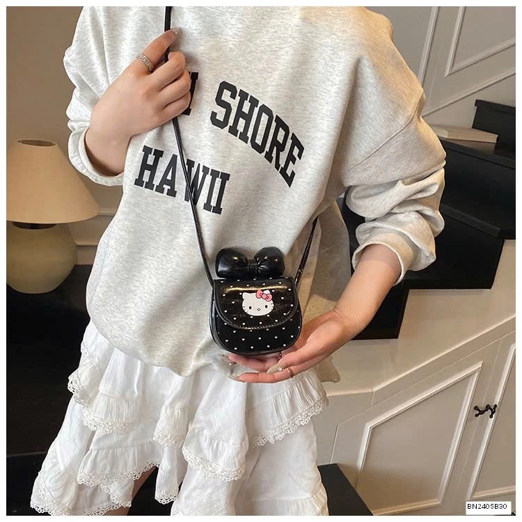 TÚI MINI KITTY NƠ CHẤM BI