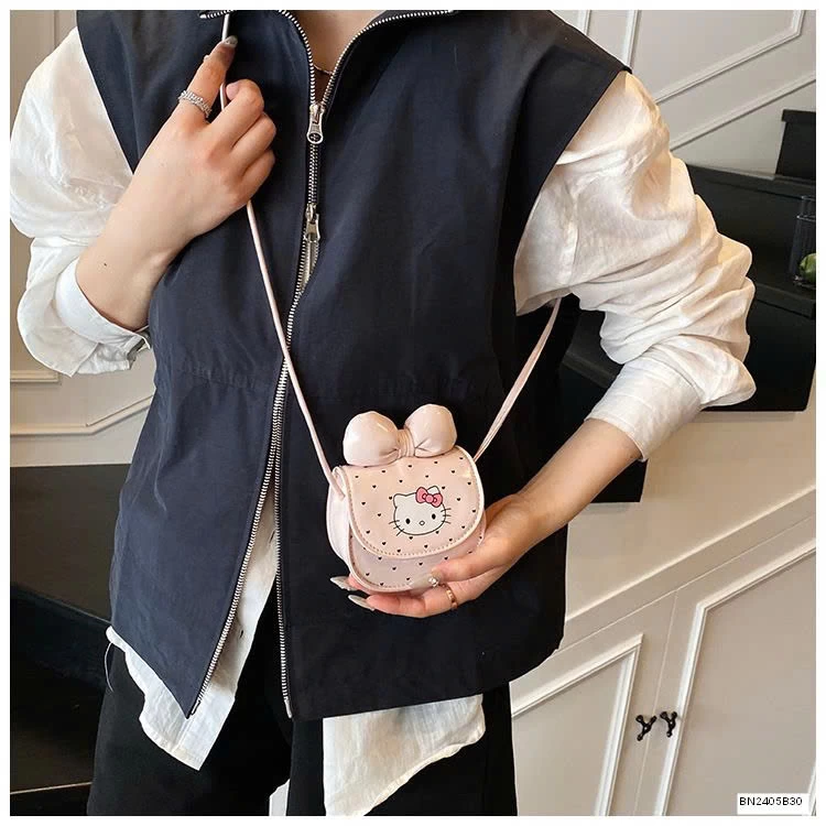TÚI MINI KITTY NƠ CHẤM BI