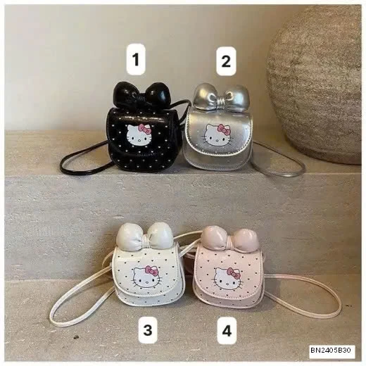 TÚI MINI KITTY NƠ CHẤM BI