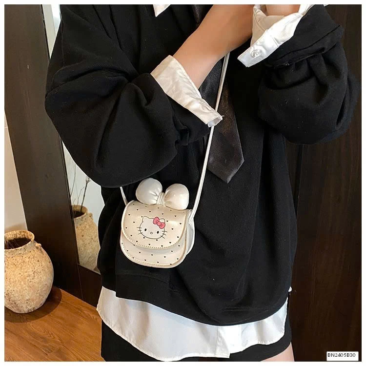 TÚI MINI KITTY NƠ CHẤM BI