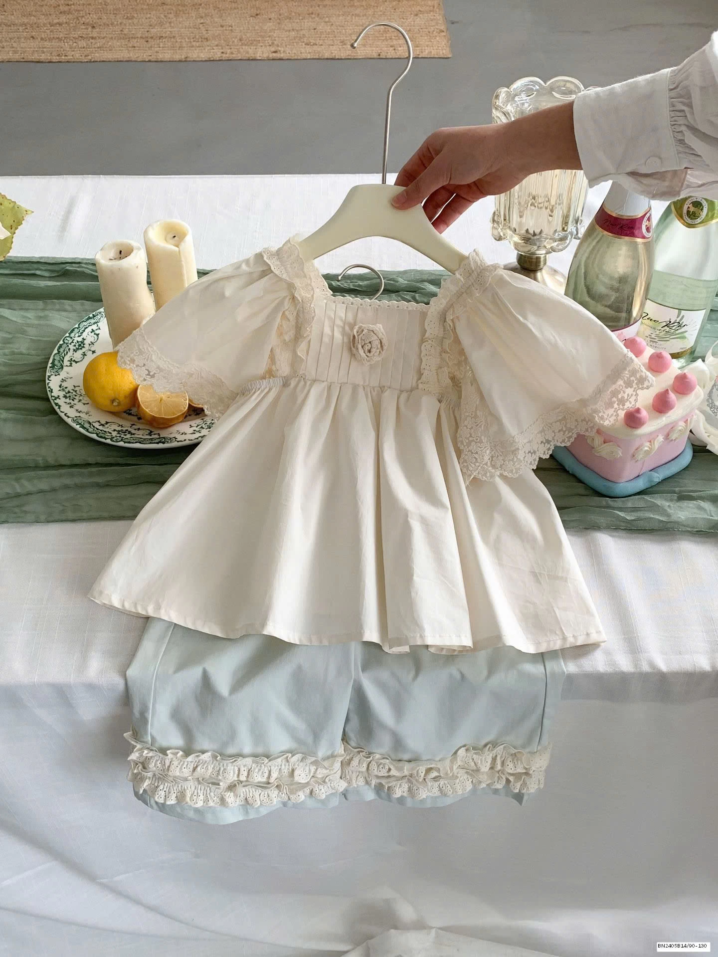 SET ÁO BBD HOA NỔI MIX QUẦN ỐNG RỘNG BG