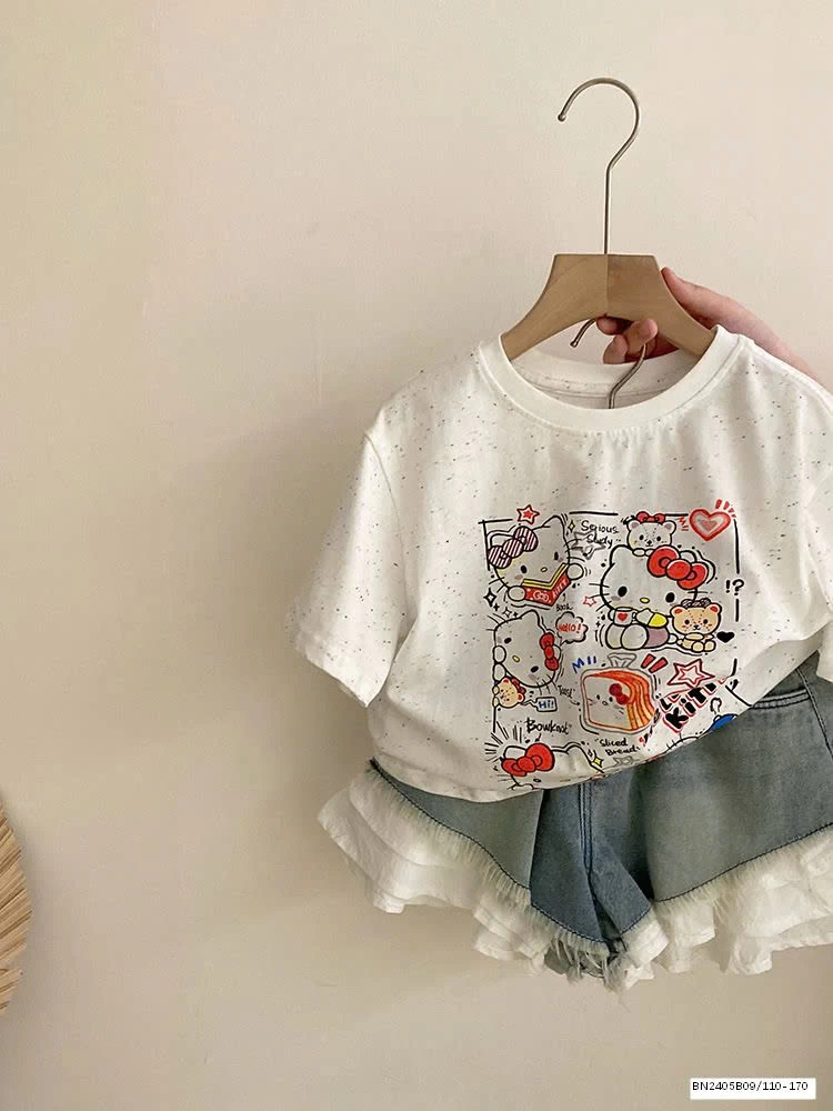 SET ÁO THUN KITTY MUỐI TIÊU MIX SHORT JEAN