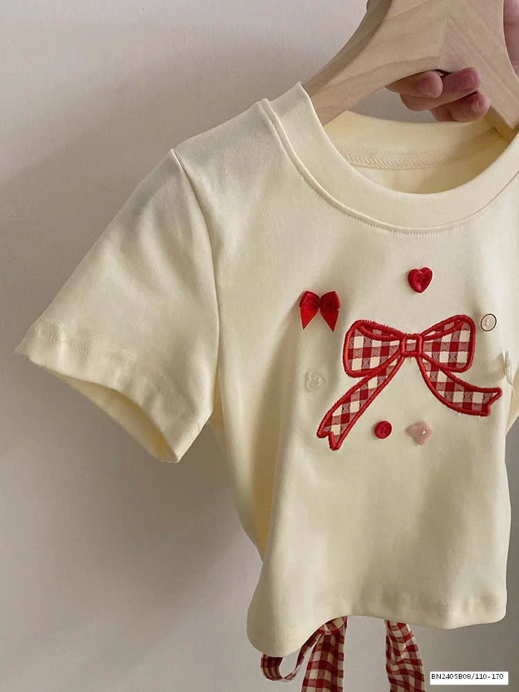 SET ÁO THUN NƠ ĐỎ MIX SHORT JEAN