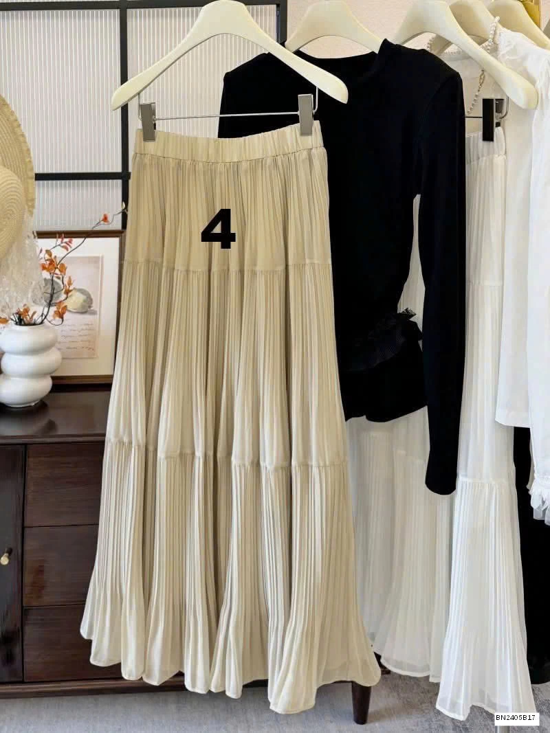 CHÂN VÁY VOAN XẾP LY DÁNG DÀI