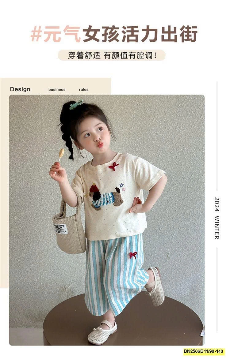 SÉT ÁO THUN CÚN QUẦN SỌC