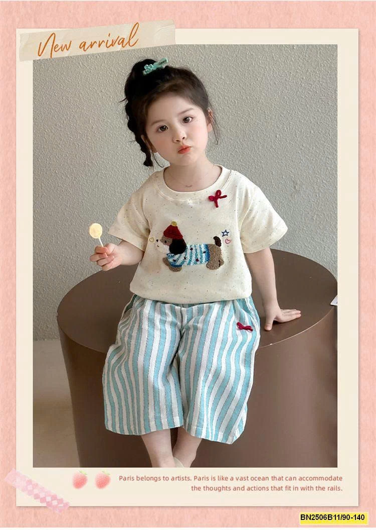 SÉT ÁO THUN CÚN QUẦN SỌC