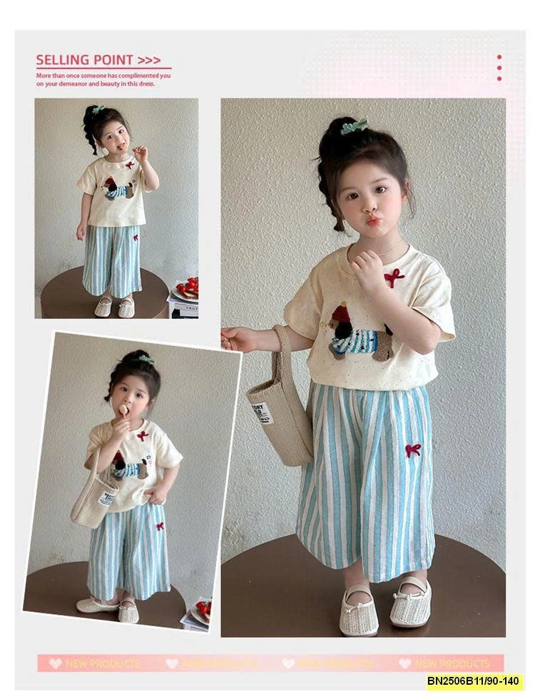 SÉT ÁO THUN CÚN QUẦN SỌC