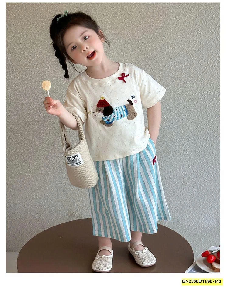 SÉT ÁO THUN CÚN QUẦN SỌC