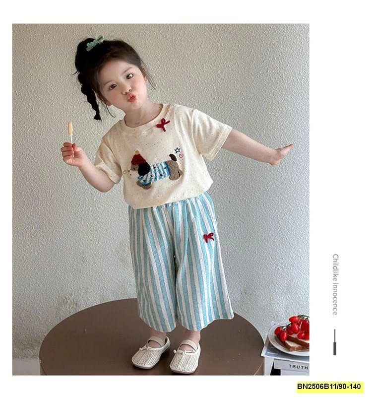 SÉT ÁO THUN CÚN QUẦN SỌC