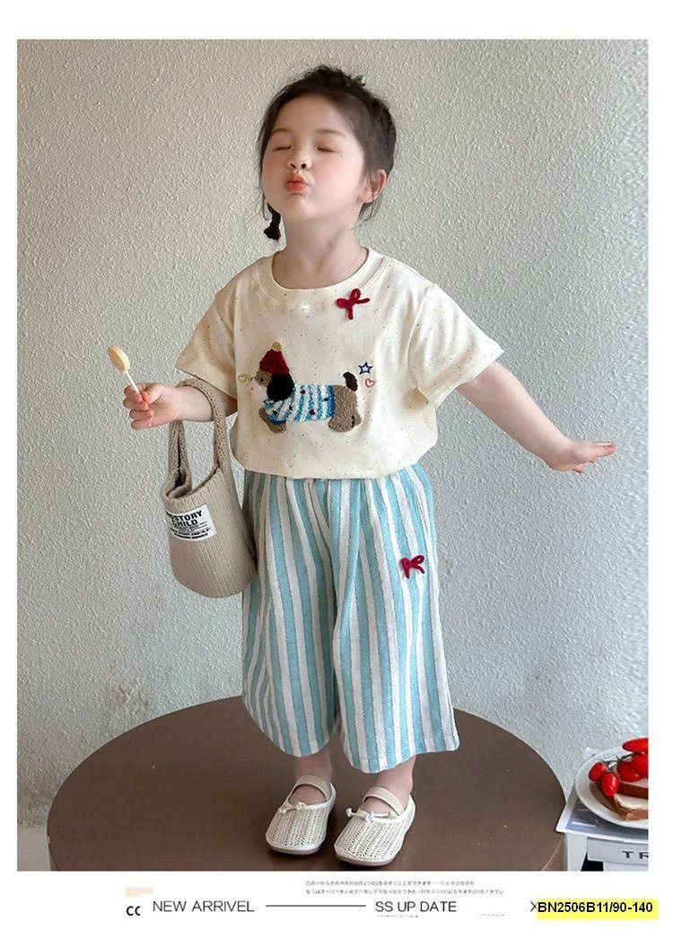 SÉT ÁO THUN CÚN QUẦN SỌC