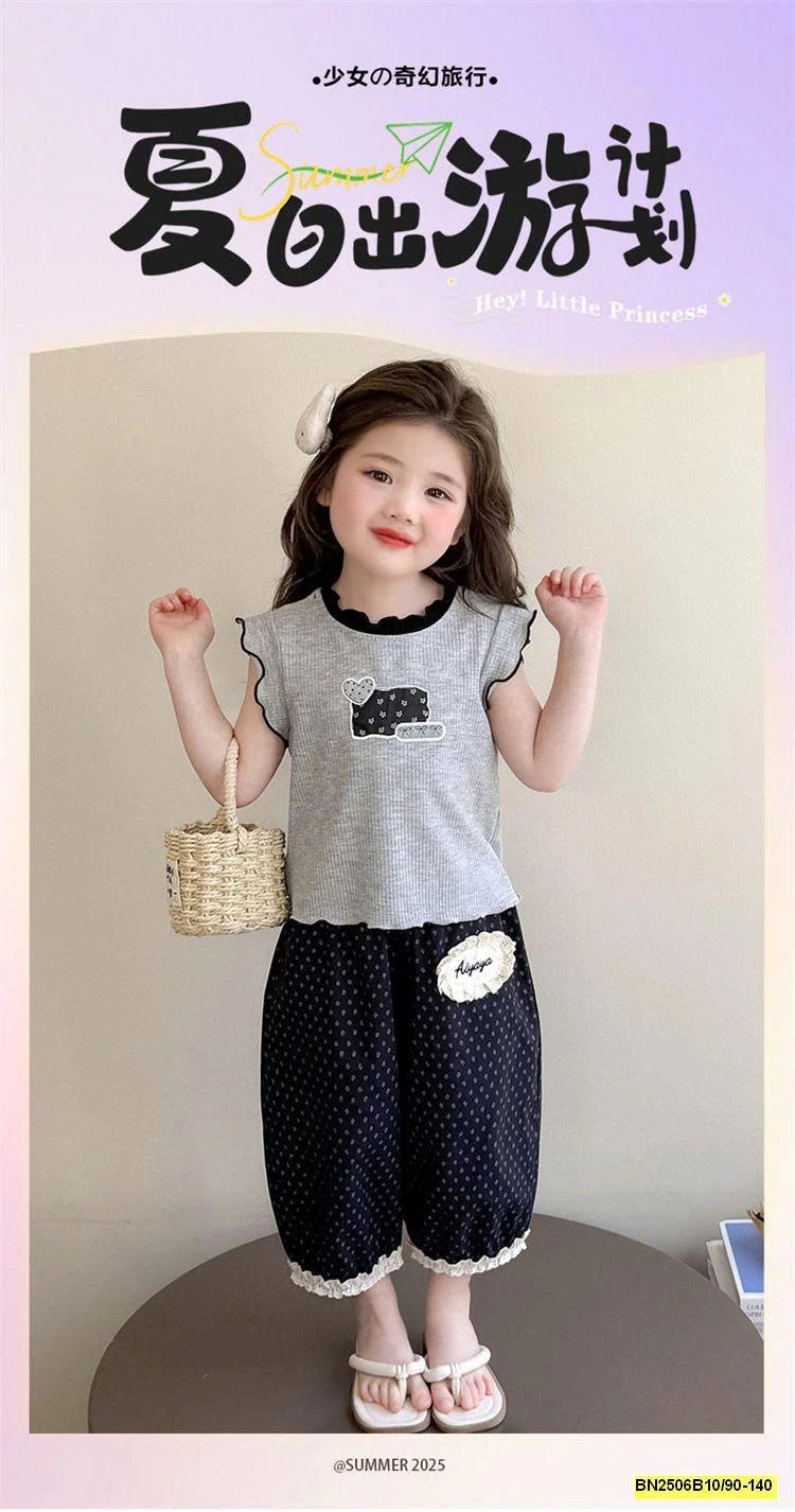 SÉT ÁO XÁM QUẦN CHẤM BI