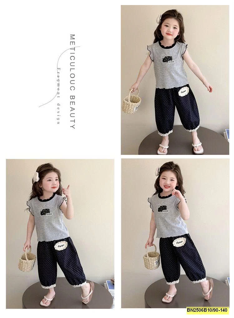 SÉT ÁO XÁM QUẦN CHẤM BI