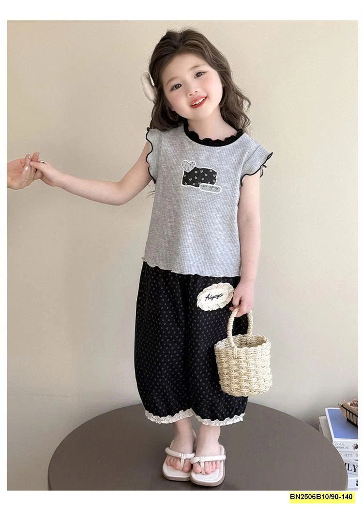 SÉT ÁO XÁM QUẦN CHẤM BI