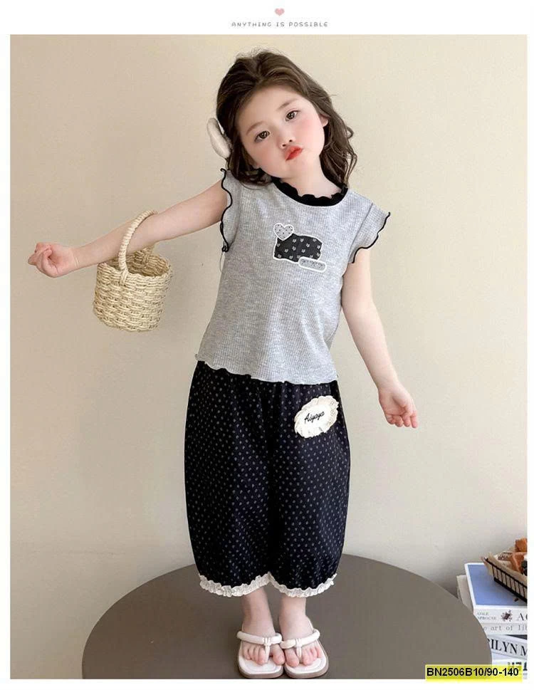 SÉT ÁO XÁM QUẦN CHẤM BI