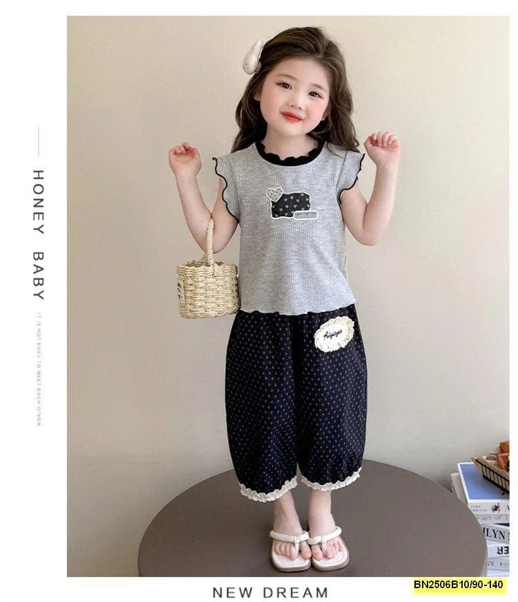 SÉT ÁO XÁM QUẦN CHẤM BI