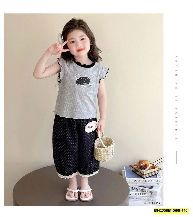 SÉT ÁO XÁM QUẦN CHẤM BI