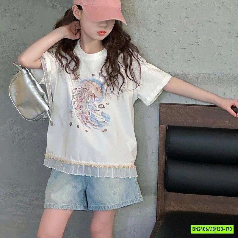 ÁO THUN VIỀN REN MIX SHORT JEANS