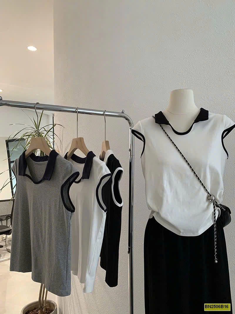 AO THUN TAY HẾN PHỐI CỔ POLO NỮ