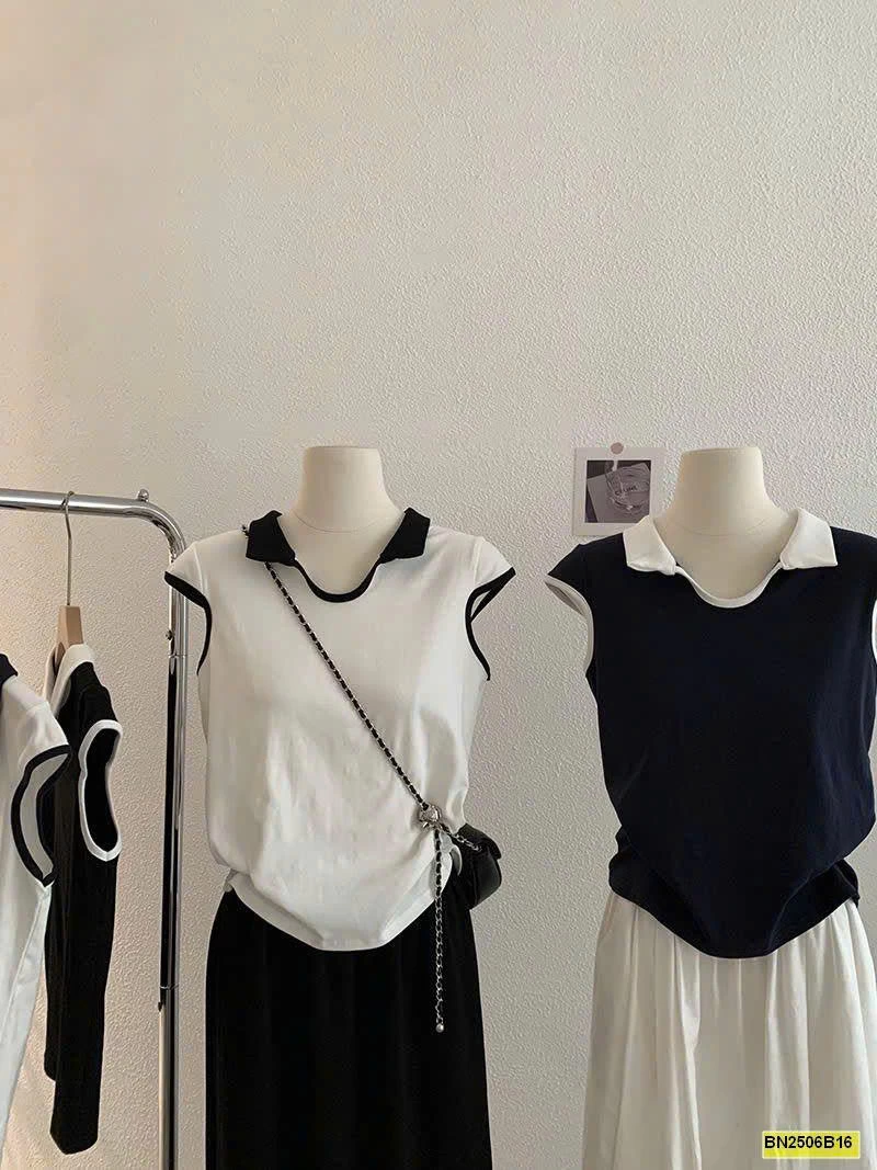 AO THUN TAY HẾN PHỐI CỔ POLO NỮ