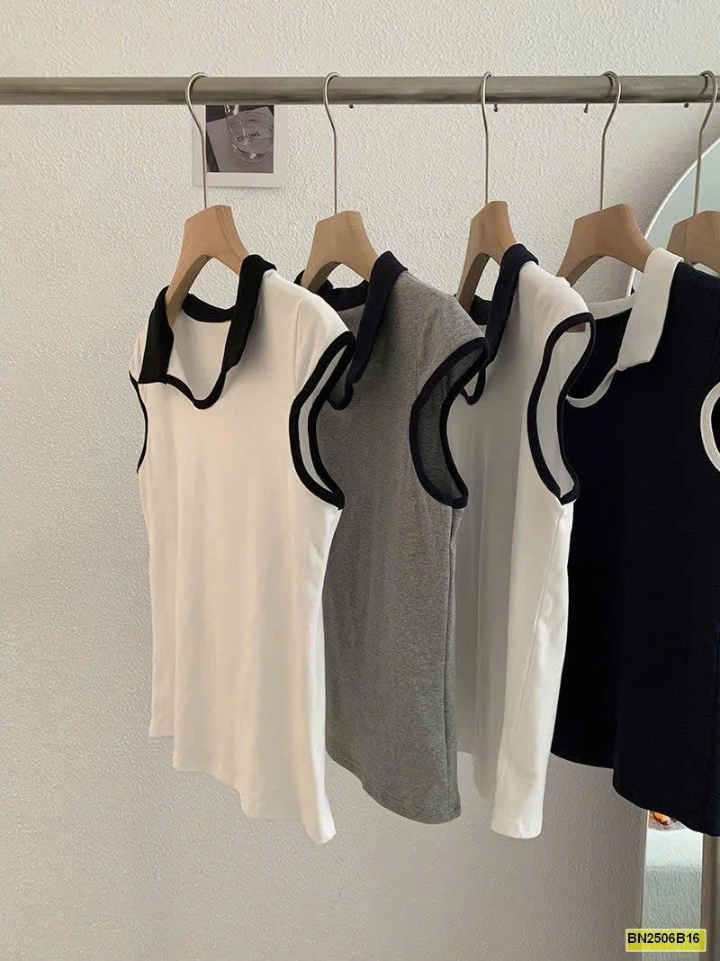 AO THUN TAY HẾN PHỐI CỔ POLO NỮ