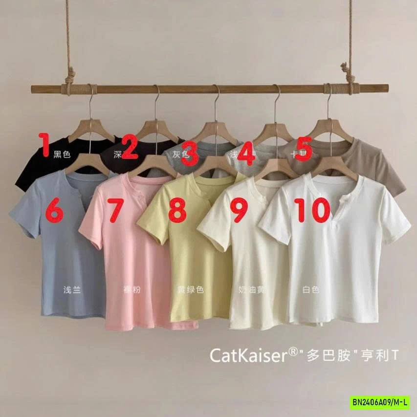 ÁO THUN CỔ V BASIC NỮ