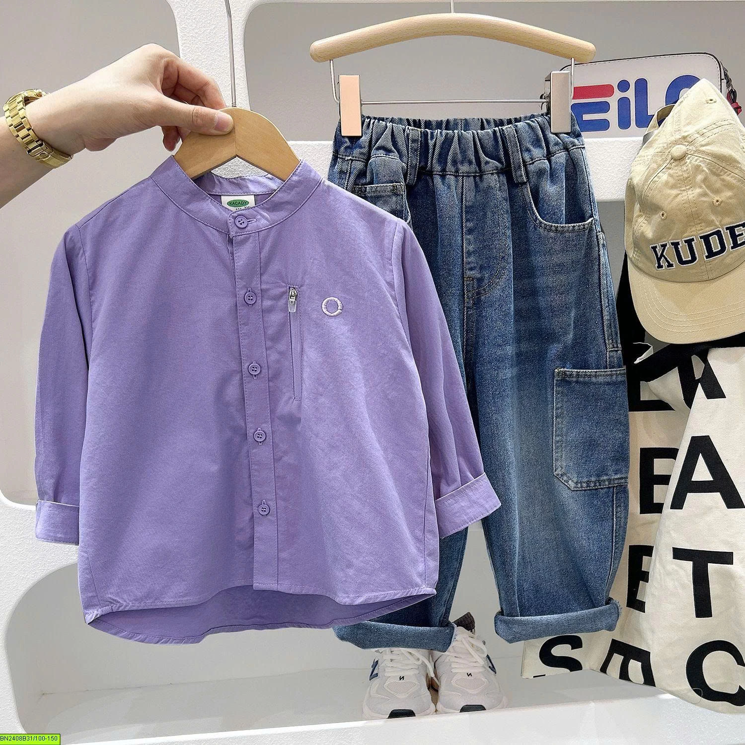 ÁO SƠ MI CỔ TÀU TÚI KHÓA KACADY