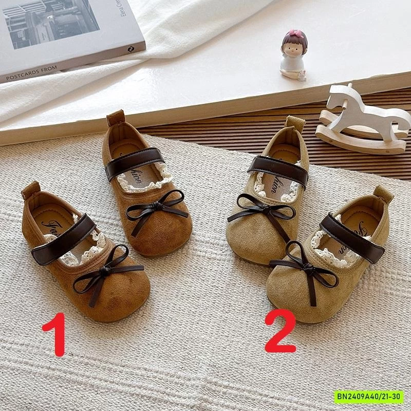 GIÀY BÚP BÊ DA LỘN VIỀN REN GẮN NƠ