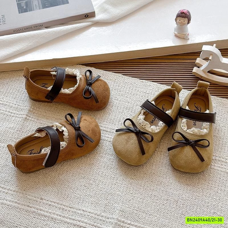 GIÀY BÚP BÊ DA LỘN VIỀN REN GẮN NƠ