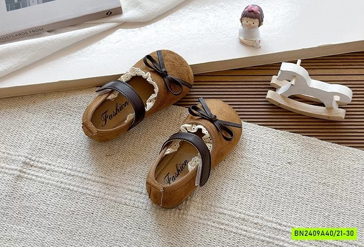 GIÀY BÚP BÊ DA LỘN VIỀN REN GẮN NƠ