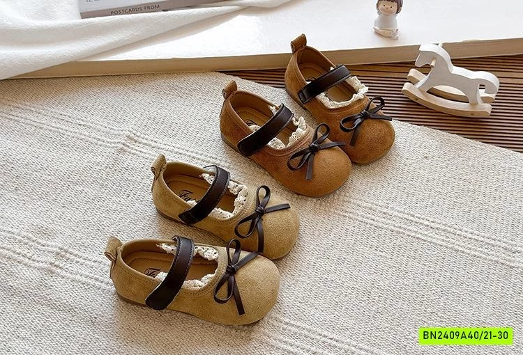 GIÀY BÚP BÊ DA LỘN VIỀN REN GẮN NƠ