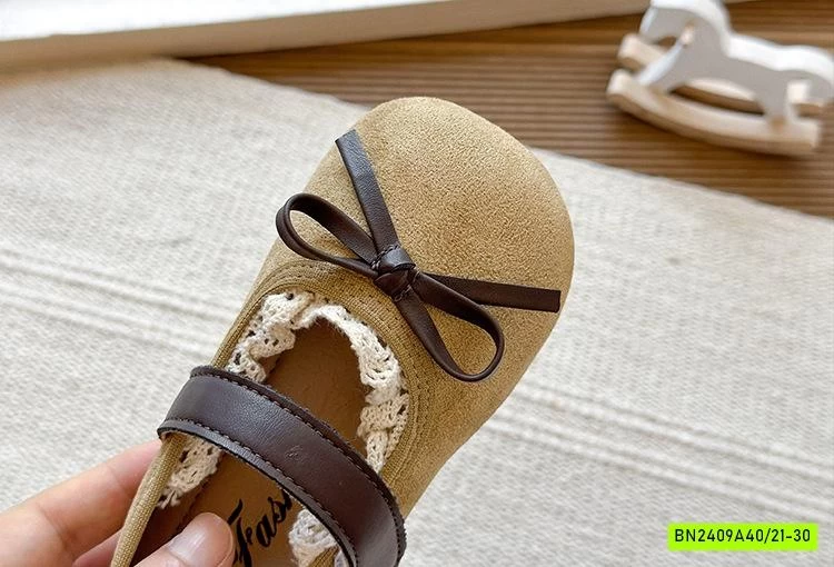 GIÀY BÚP BÊ DA LỘN VIỀN REN GẮN NƠ