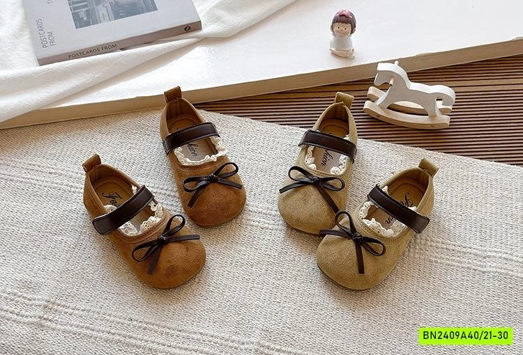 GIÀY BÚP BÊ DA LỘN VIỀN REN GẮN NƠ