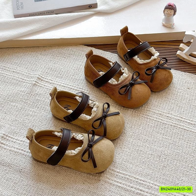 GIÀY BÚP BÊ DA LỘN VIỀN REN GẮN NƠ