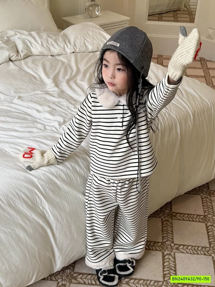 BỘ NỈ KẺ PHỐI CỔ LÔNG