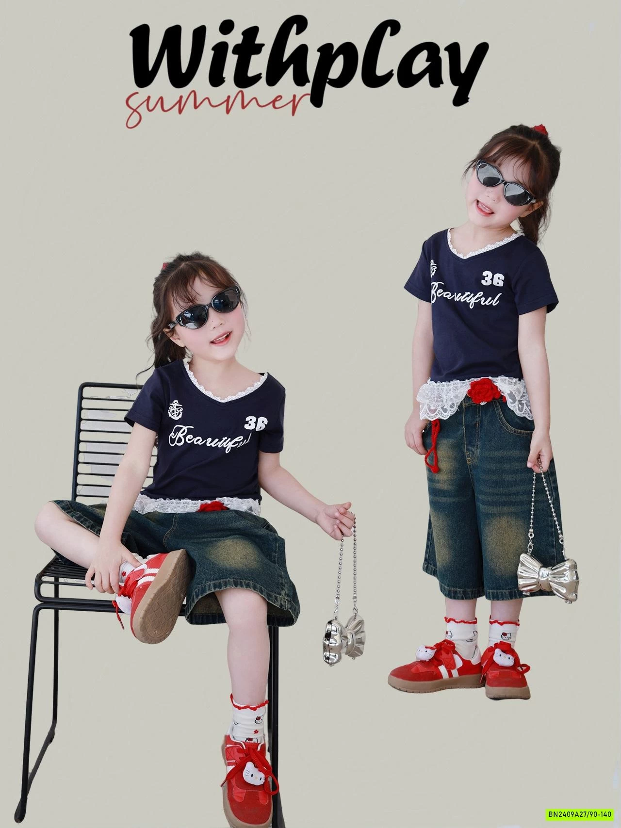 SÉT ÁO VIỀN REN MIX JEANS LỠ