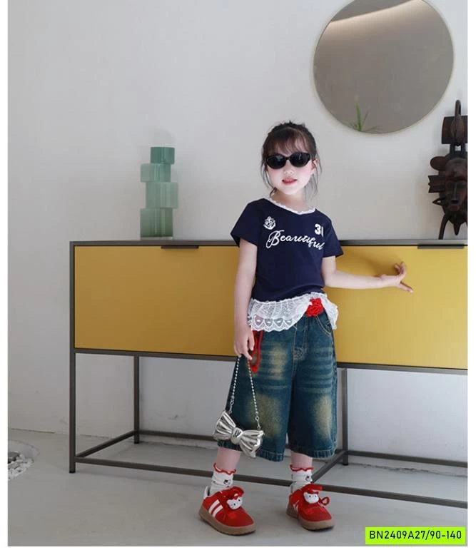 SÉT ÁO VIỀN REN MIX JEANS LỠ