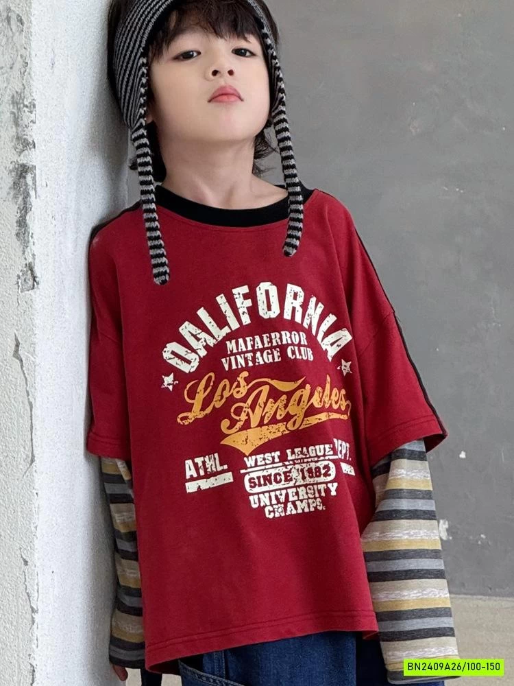 ÁO ĐỎ IN CHỮ GIẢ 2 LỚP CÁ TÍNH