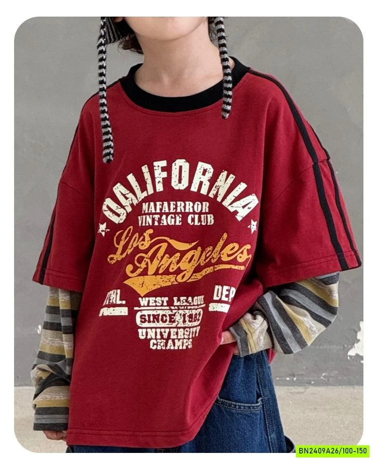 ÁO ĐỎ IN CHỮ GIẢ 2 LỚP CÁ TÍNH