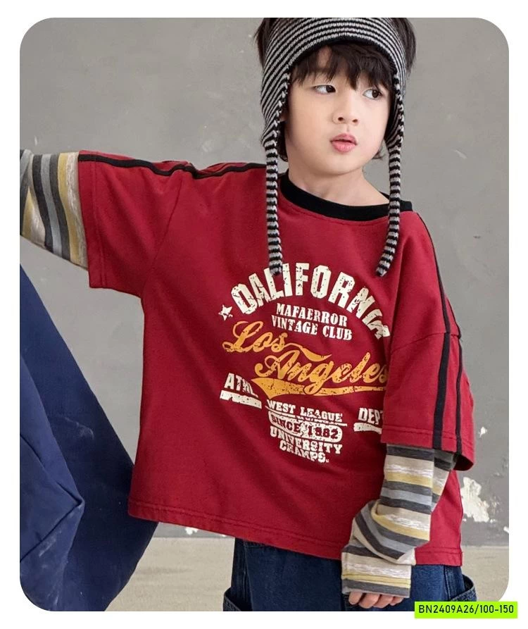 ÁO ĐỎ IN CHỮ GIẢ 2 LỚP CÁ TÍNH